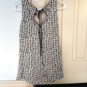 Ann Taylor Black / Creme Polka Dot Sleeveless Shell